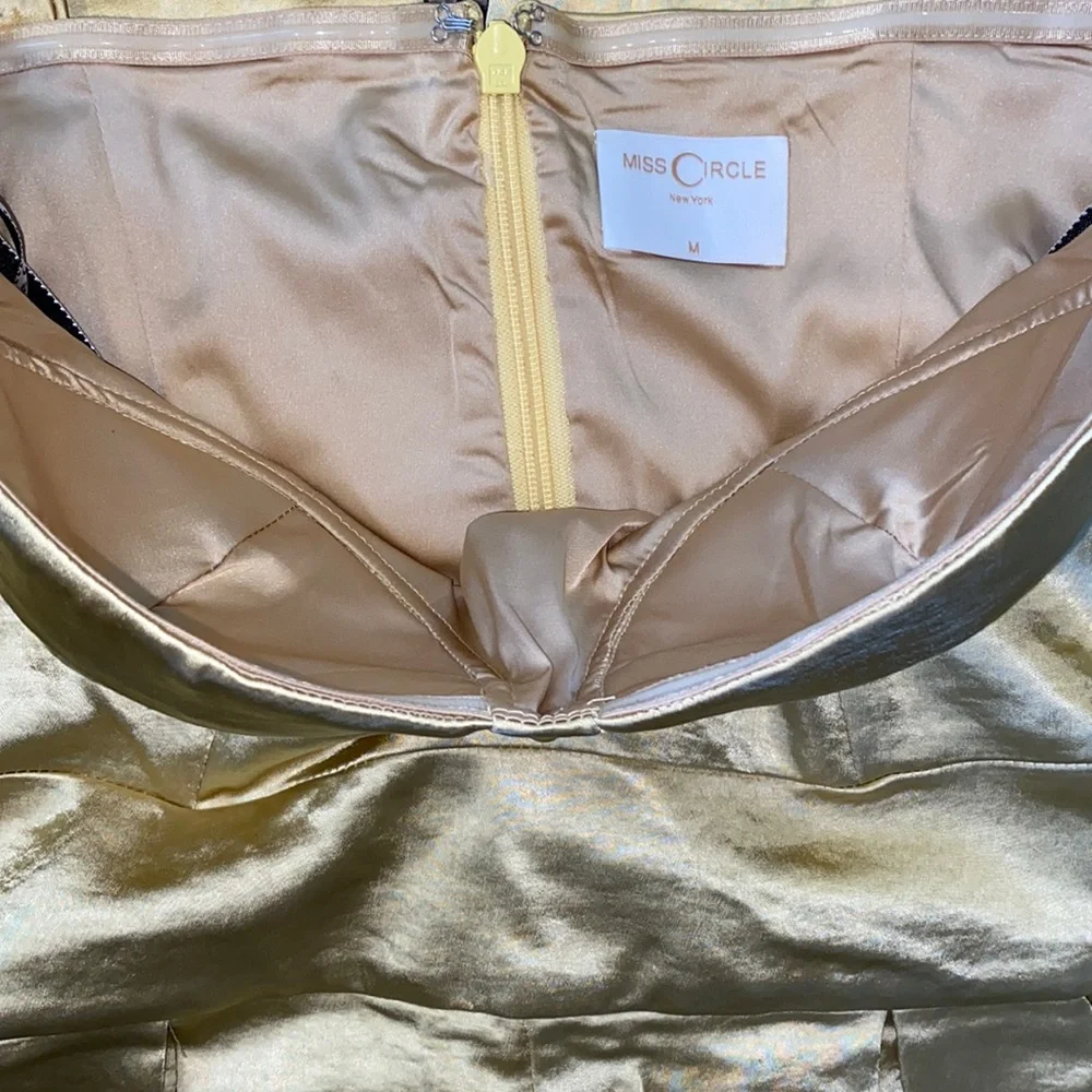 Miss Circle Gold Satin Jumpsuit - Picture 5 of 7